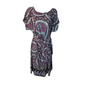 NEW DIRECTIONS  Womens STRETCH Multicolor Paisley Floral Fit &‎ Flare Dress 16